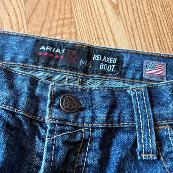 Ariat M4 Jeans Relaxed Boot Cut Mens 36x32 Blue Dark Wash Denim Pants 36 30 31 - Picture 10 of 16